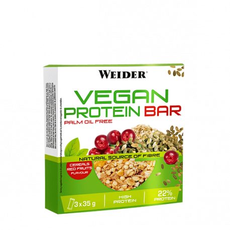 WEIDER Vegan Protein Bar 3 x 35 gr Frutos Rojos